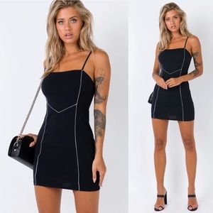 NWT MOTEL ROCKS SCOSH DRESS BLACK WITH PIPING LINE